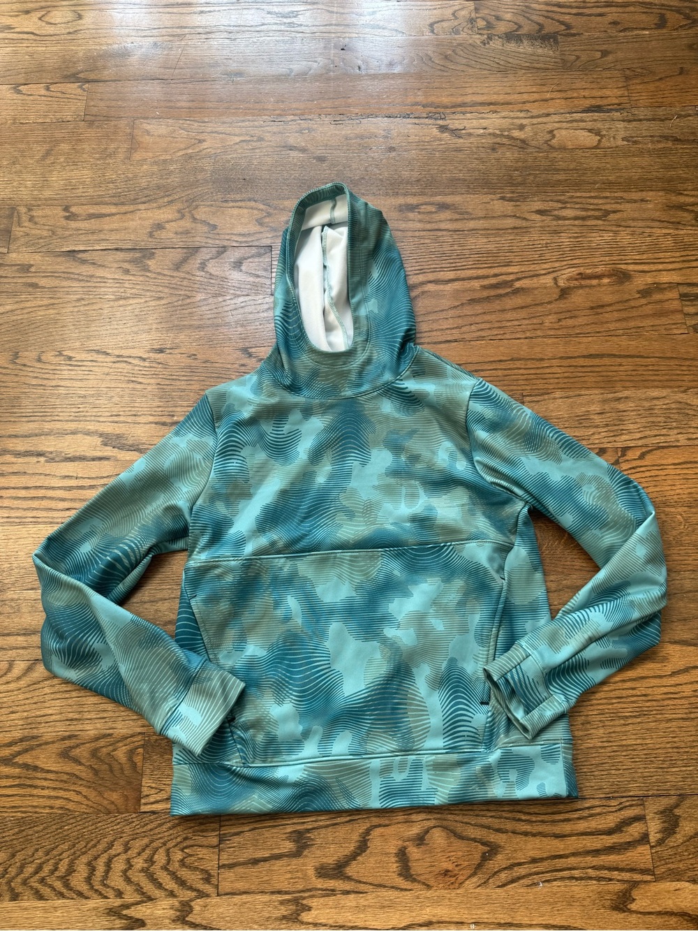 Tek Gear Boys M 10/12 Green Camo Fleece Hoodie Pullover Thumbholes NWOT